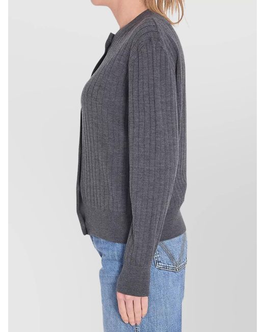Bottega Veneta Gray Ribbed Knit Cardigan