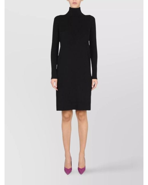 Bottega Veneta Black High Neck Long Sleeve Knit Dress