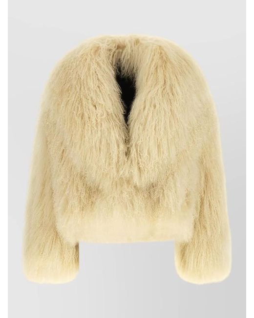 Blancha Natural Cropped Faux Fur Coat Casual Style