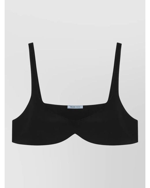 Prada Black Loungewear Top Adjustable Straps Square Neckline