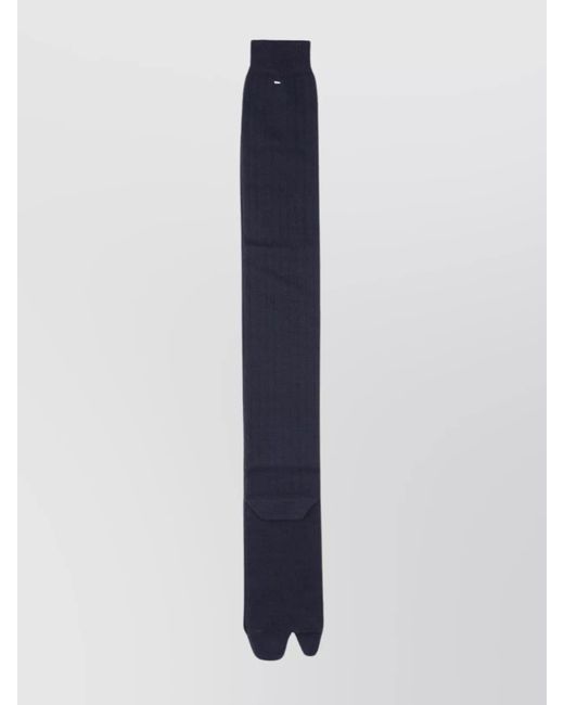 Maison Margiela Blue Ribbed Elasticated Cuff Split Toe Hosiery