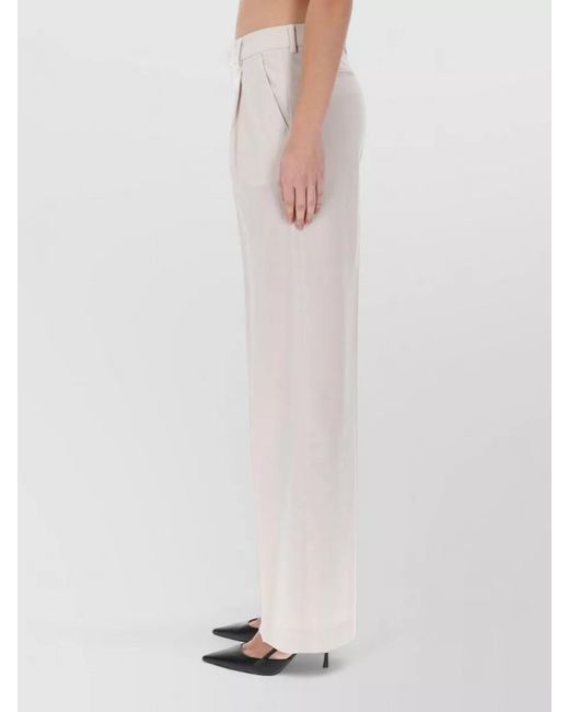 PT Torino Pink Wool Wide-Leg Trousers