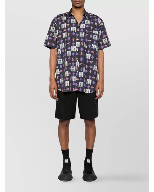 Comme des Garçons Blue Cotton Printed Short-Sleeve Shirt for men