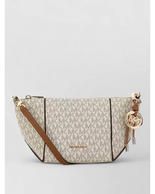 Michael Kors Natural Printed Canvas Jordi Crossbody Bag