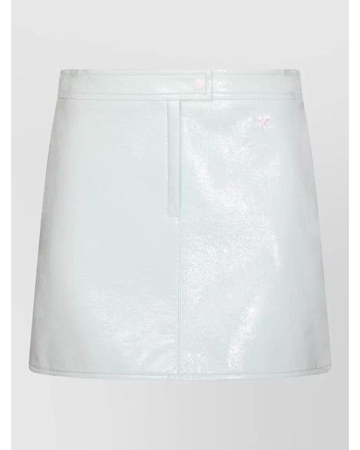 Courreges White Midi Skirt Knee Length Shiny Buttons