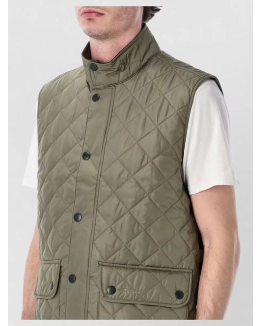 Barbour Green Lowerdale High Collar Quilted Vest Sleeveless for men