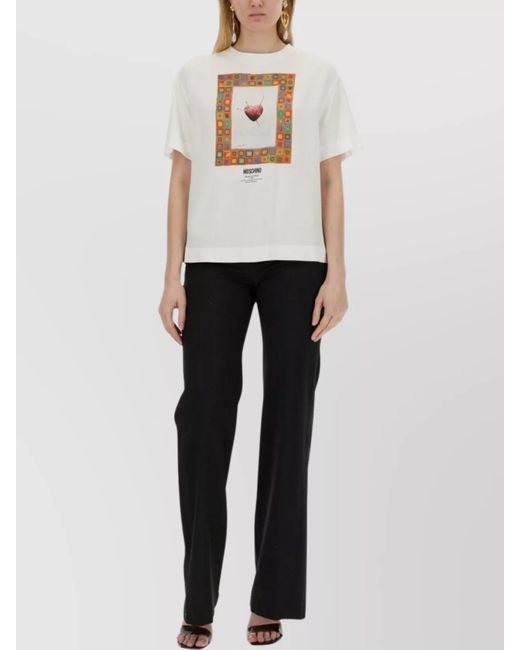 Moschino White "Heart" Crew Neck Graphic Print Short Sleeves
