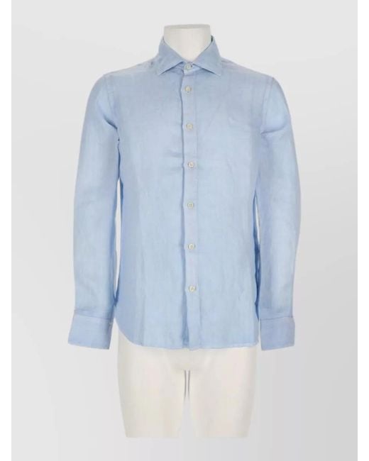 120% Lino Blue Linen Shirt for men