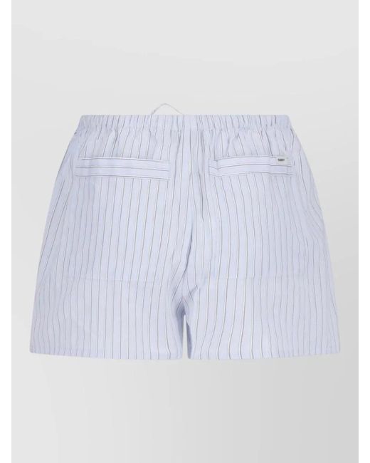 DUNST Blue Straight Shorts Striped Pattern Back Pockets