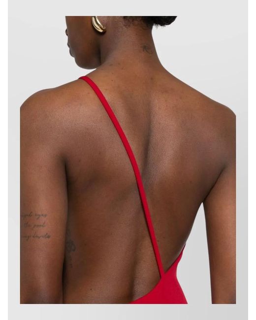 Solace London Red Alexandra One Shoulder Backless Fitted Maxi Dress