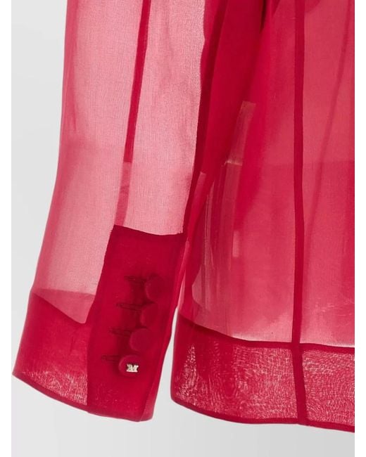 Max Mara Red Mxeslogan Blazer Sheer Fabric Notched Lapels