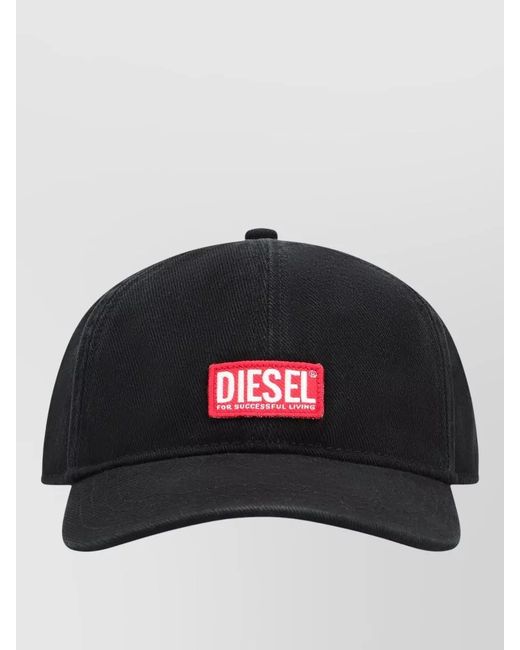 DIESEL Black Cotton Logo Baseball Cap for men