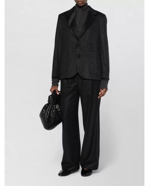 Barena Black Pinstripe Wool Single-Breasted Blazer