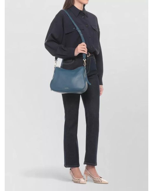 Coccinelle Blue Leather Shoulder Bag Removable Handle Strap