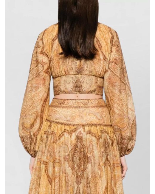 Zimmermann Metallic Printed Cropped Blouse
