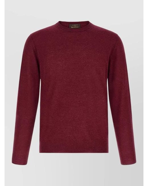 Zanone Red Giro Cashmere Crew Neck Long Sleeve Sweater for men