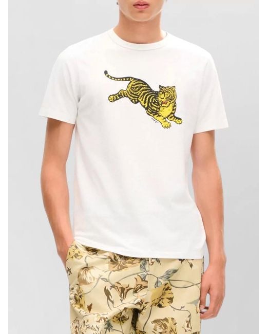 KENZO White Tiger Graphic Crew Neck T Shirt for men