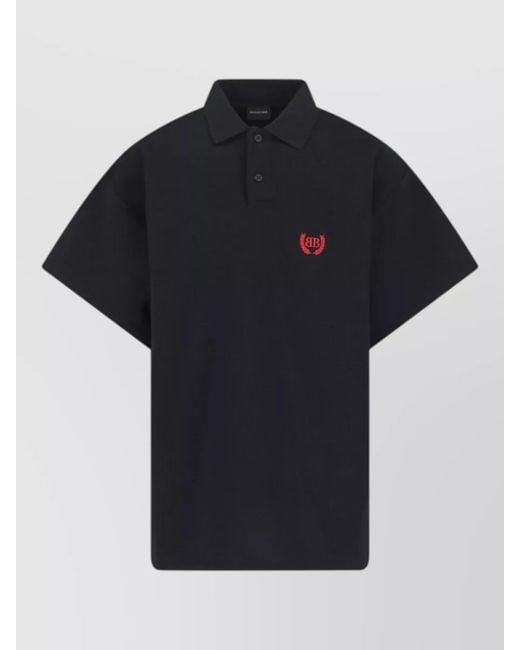 Balenciaga Black Polo Shirt Short Sleeves Straight Fit Design for men