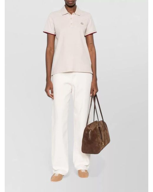 Moncler Natural Cotton Short-Sleeve Polo Shirt