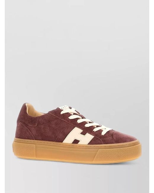 Hogan Brown Leather H705 Sneakers Rubber Sole Suede
