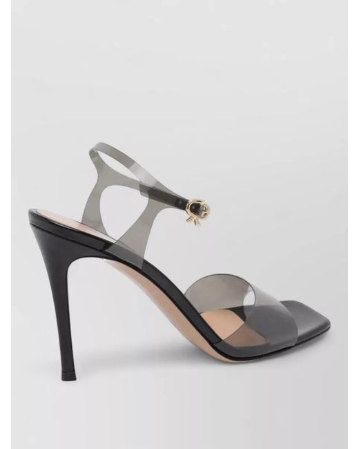 Gianvito Rossi Metallic Plexi Sandals Open Square Toe Design