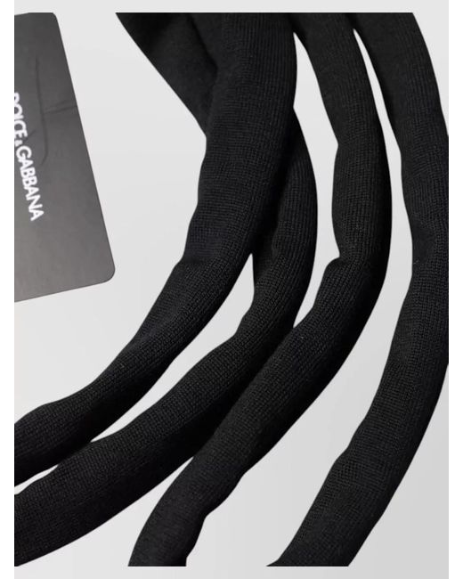 Dolce & Gabbana Black Wool Knitted Long Neck Wrap Shawl for men