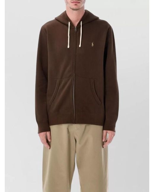 Polo Ralph Lauren Brown Cotton-Blend Zip Hoodie for men