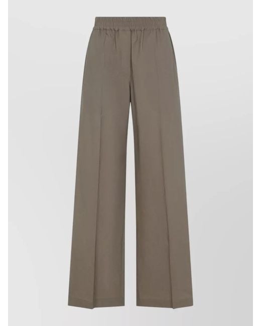 Brunello Cucinelli Gray Pleated Wide-Leg Trousers