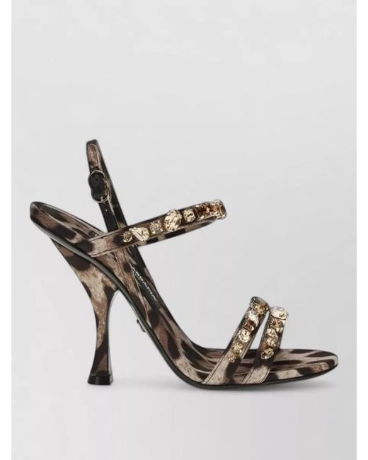 Dolce & Gabbana Metallic Fabric Stiletto Heel Sandals