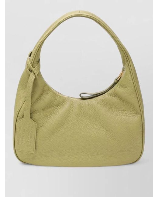 Prada Green Shoulder Bag Curved Handle Textured Surface