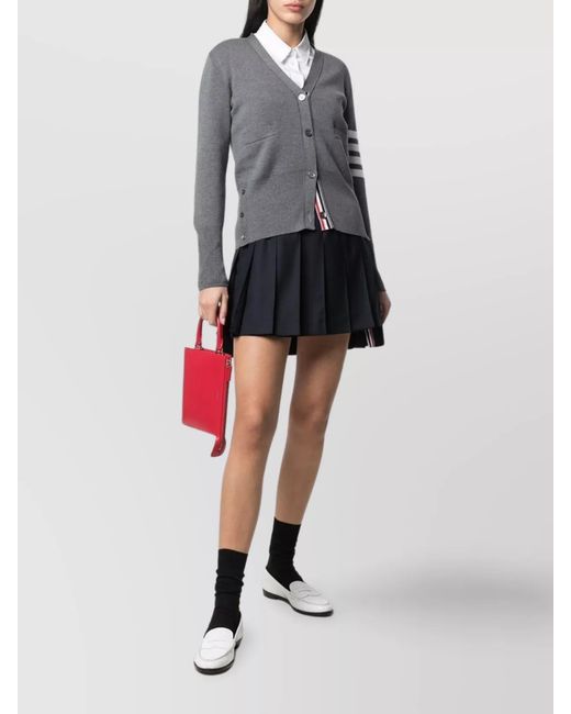 Thom Browne Blue Wool Asymmetric Pleated Mini Skirt