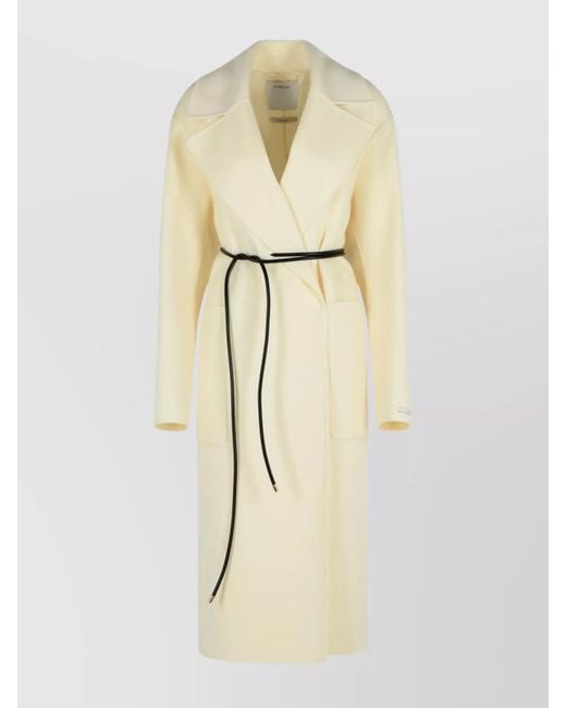 Sportmax Natural Wool Dressing Gown Coat With Belted Waist