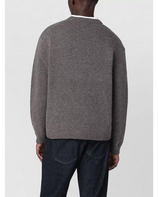 Maison Kitsuné Gray Sweater Featuring Animal Motif And Ribbing for men