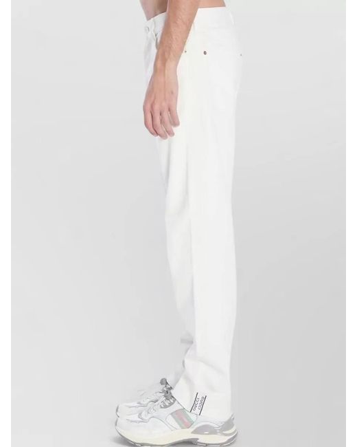 Gucci White Straight Leg Denim Trousers Five Pocket Design for men