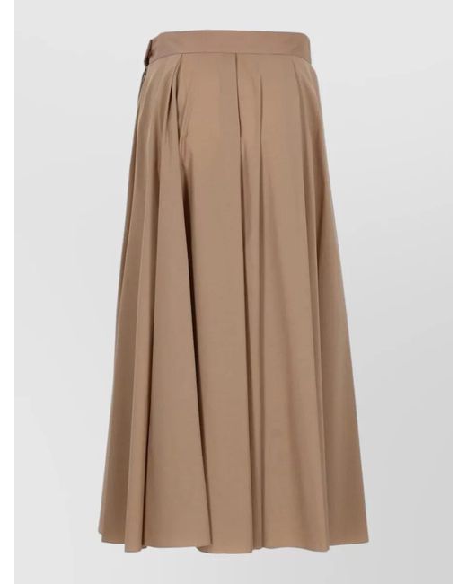 Fay Brown Cotton Skirt High Waist Maxi Pleated