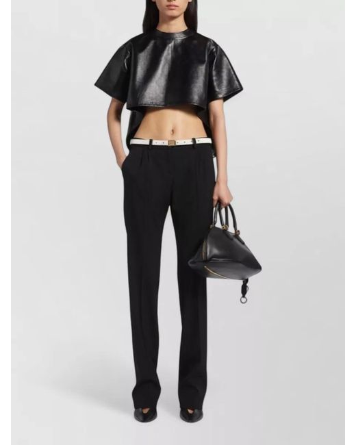 Balenciaga Black Tailored Straight Leg Trousers Nylon Silk