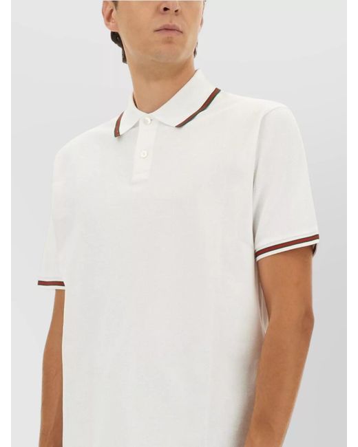 Gucci White Embroidered Polo Shirt for men