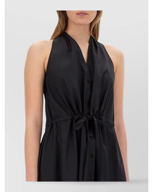 Aspesi Black Cotton Poplin Midi Dress