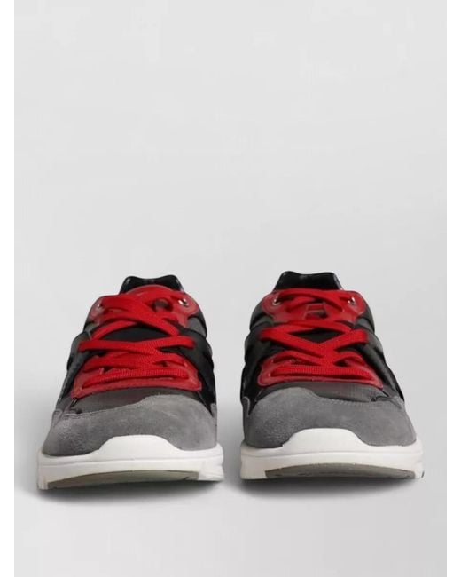 Dolce & Gabbana Red Leather Suede Low Top Lace Up Sneakers for men