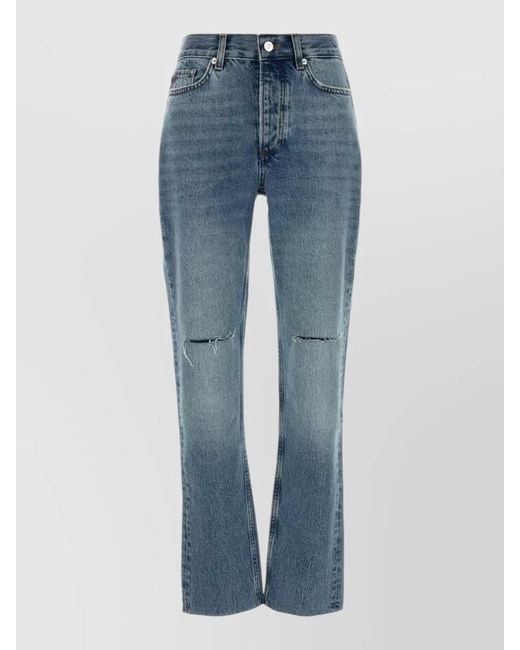 Anine Bing Blue Denim Straight-Leg Trousers