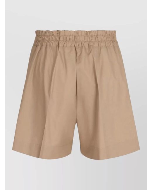 P.A.R.O.S.H. Natural Shorts High Waist Elastic Band Pleated Front