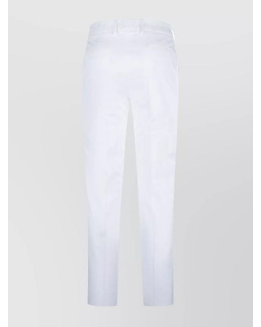 PT Torino White Trousers Back Side Pockets Belt Loops