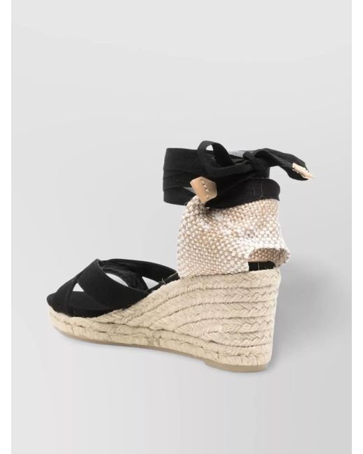 Castaner Black Canvas Espadrille Wedge Sandals