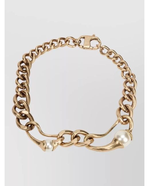 Weekend by Maxmara Metallic Metal Chain Bracelet Pearls Detail