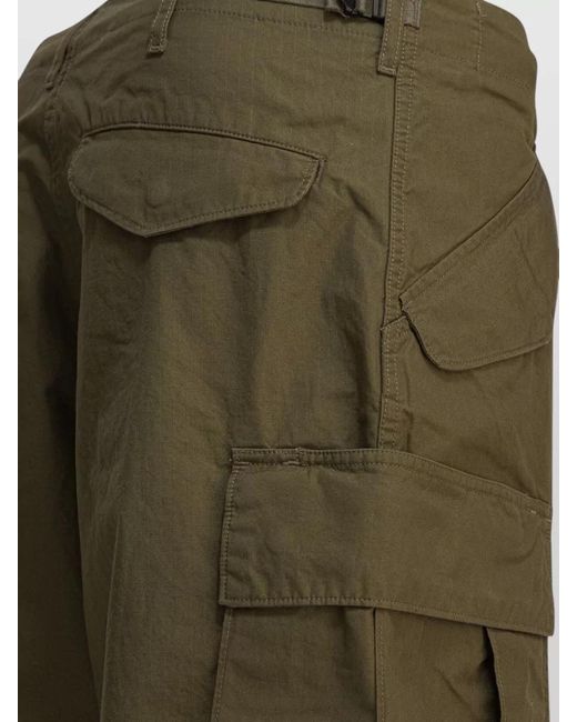 Beams Plus Green Mil Cargo Shorts Back And Side Pockets for men