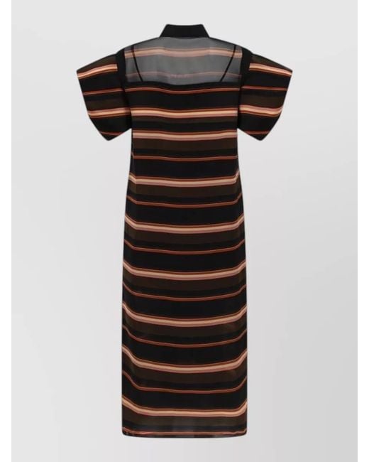 Sacai Black Striped Midi Dress