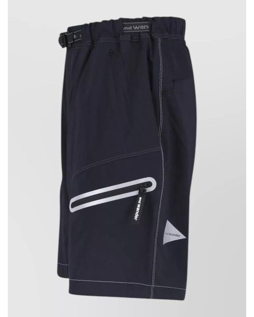 And Wander Blue Urban Shorts Adjustable Waist Contrast Stitching for men