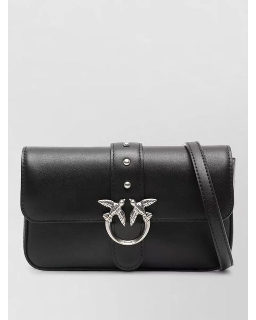 Pinko Black Love Bag One Small Leather Crossbody Bag