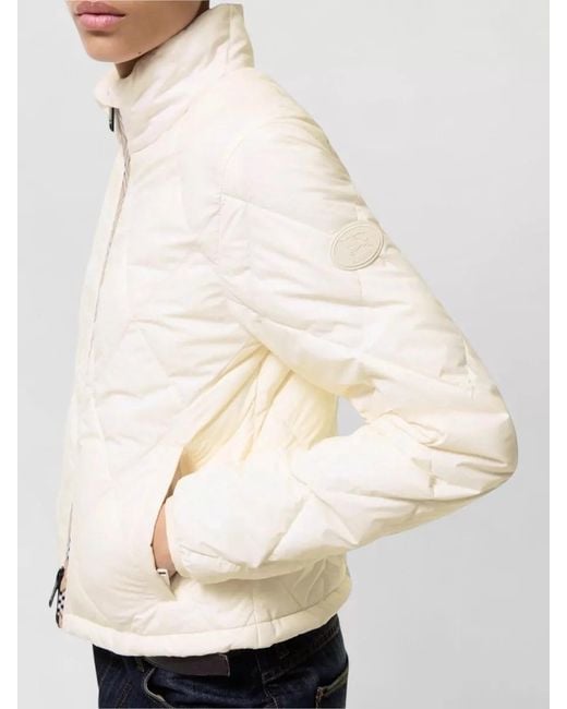Burberry Natural Quilted Cropped Jacket High Collar Layering