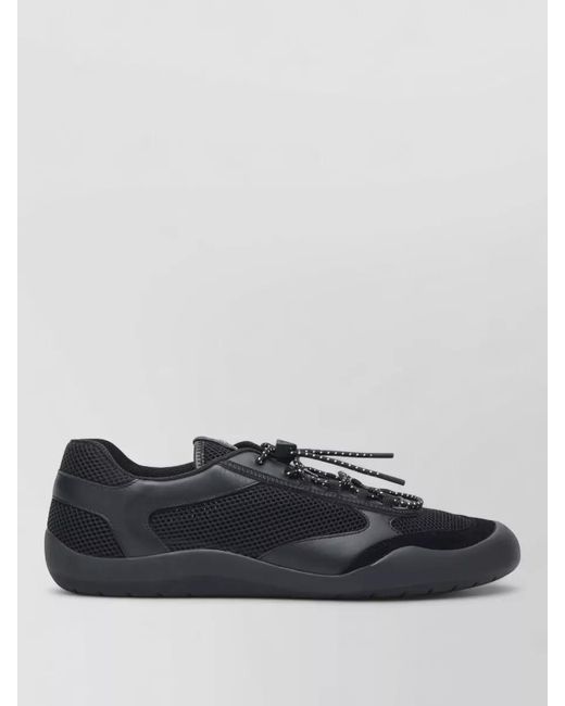 Prada Black Mesh Panel Sneakers Rubber Sole Design for men